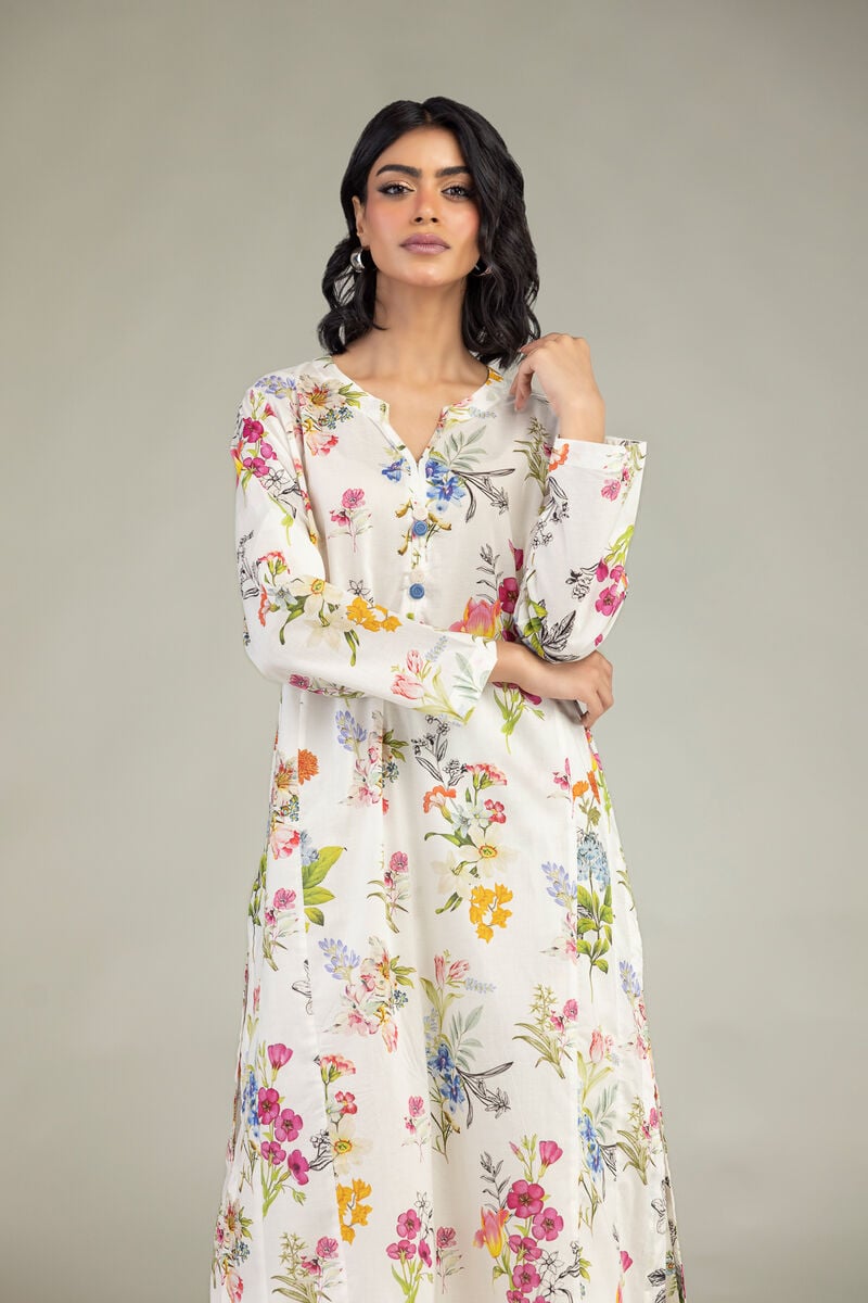Embroidered | Cambric | Floral Longline Kurta | USD 30.00