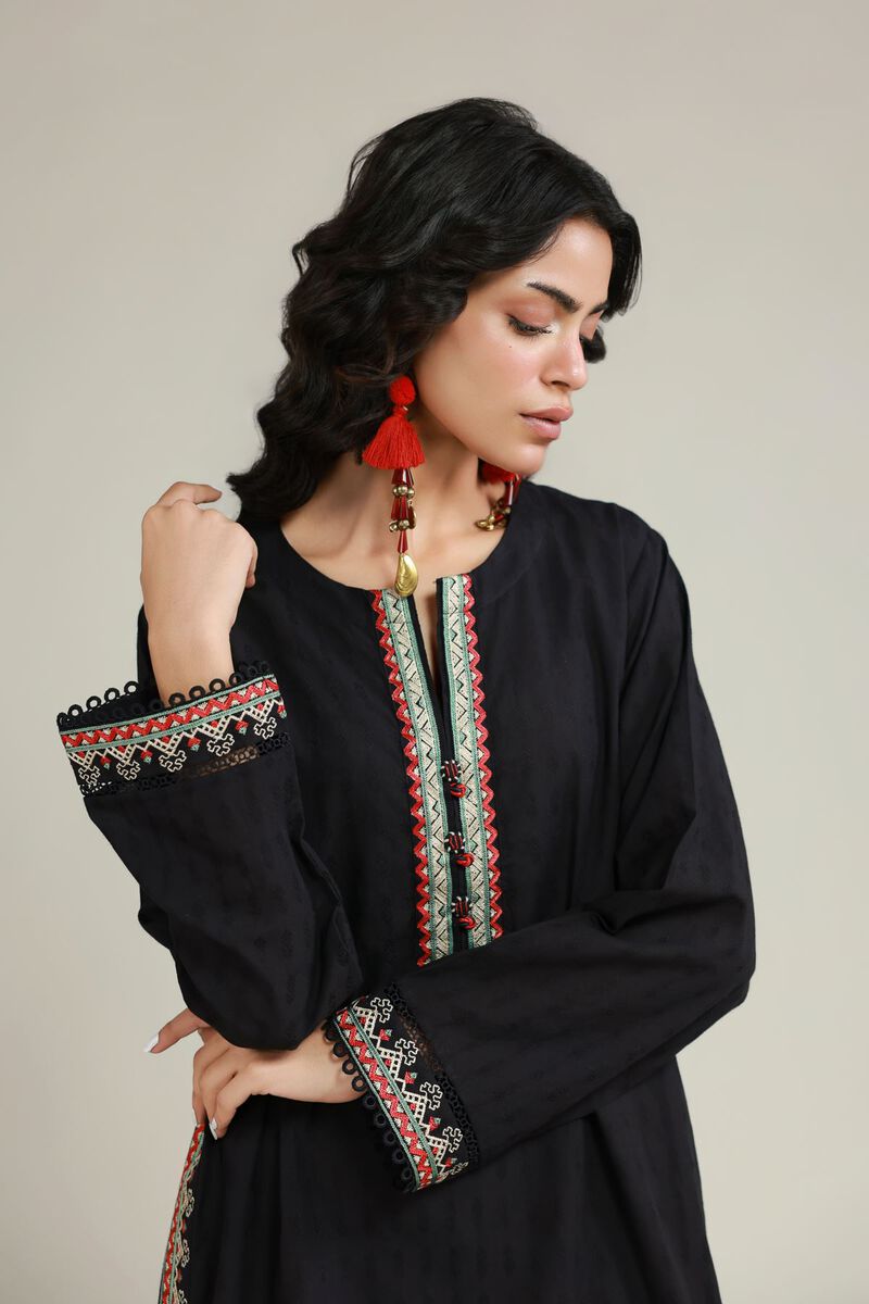 Embroidered | Dobby | Black Tailored Set | USD 55.00