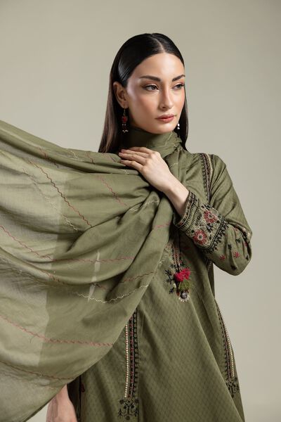 Embroidered | Lawn | Lawn Olive Dupatta | USD 30.00