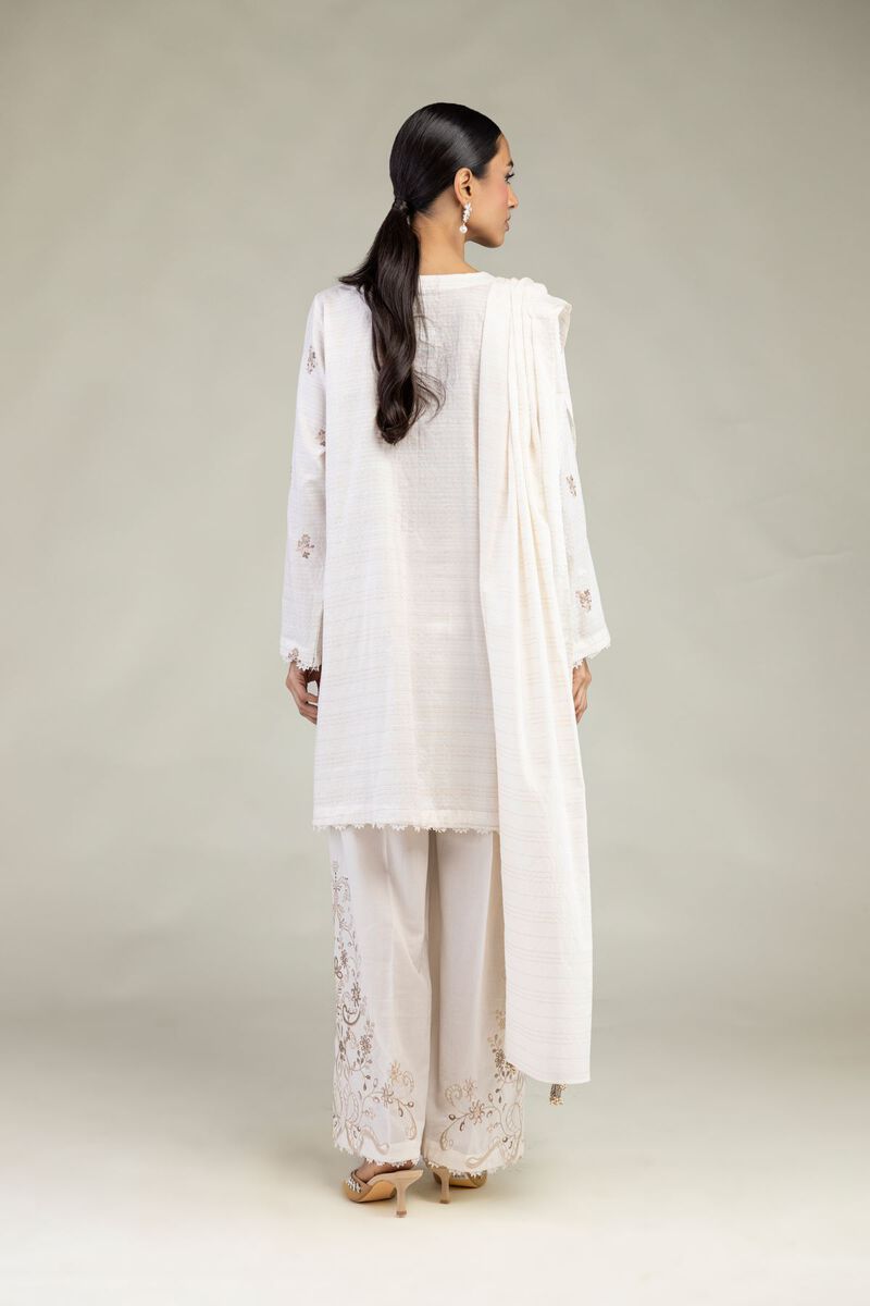 Embroidered | Messuri Dobby | White Tailored 3-Piece | USD 85.00
