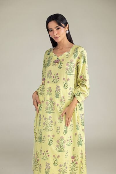 Printed | Cambric | Yellow Cambric Kurta | USD 35.00