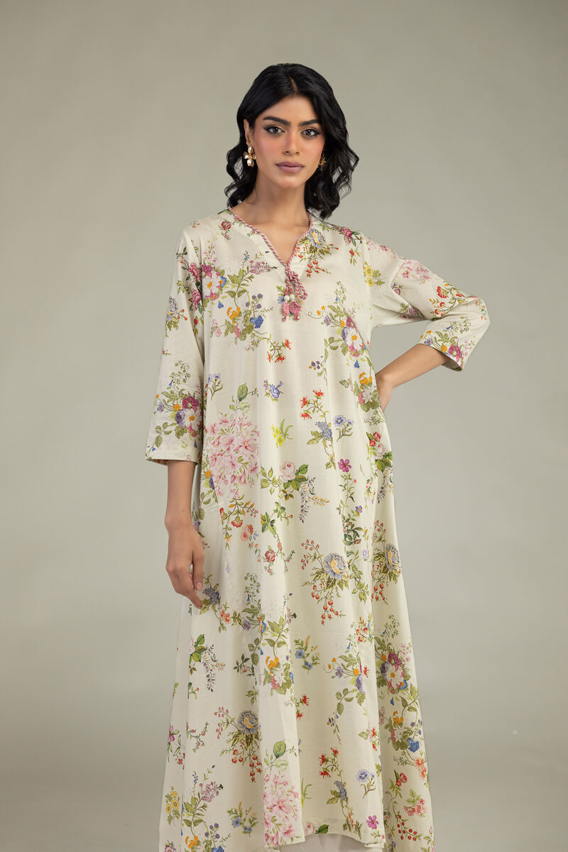 Embroidered | Cambric | Floral V-Neck Kurta | USD 30.00