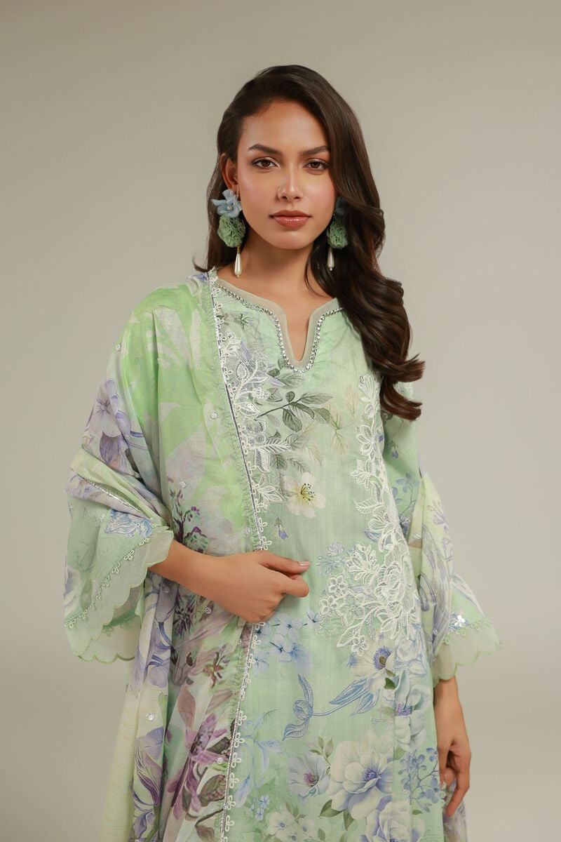 Embroidered | Raw Silk | Floral Kurta 3-Piece | USD 155.00