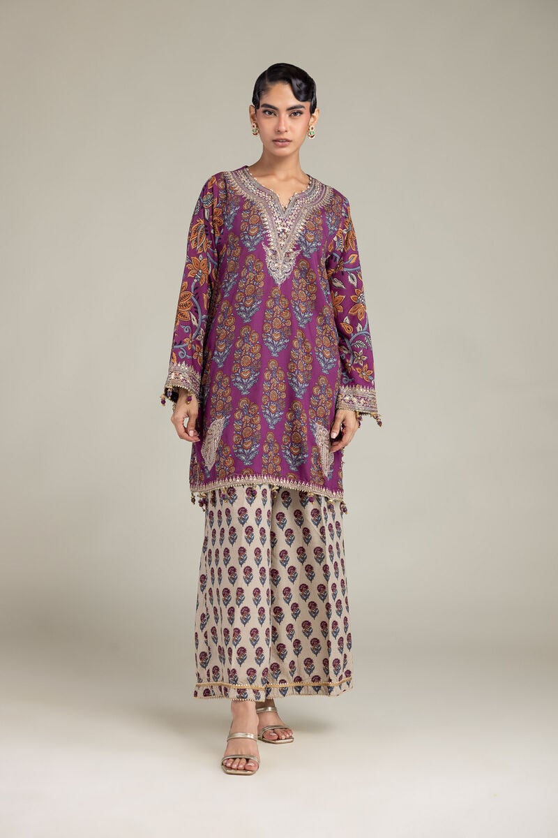 Embroidered | Raw Silk | Floral Short Kurta | USD 65.00
