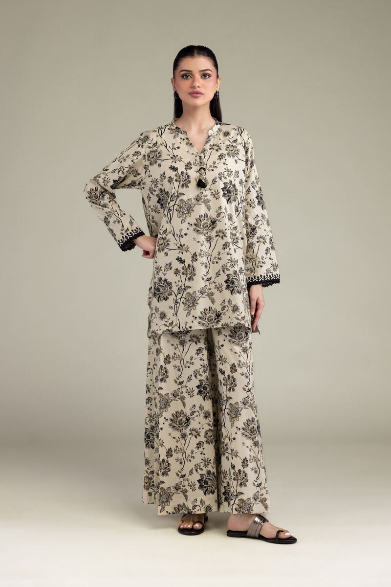 Printed | Cotton Viscose | Beige Floral Kurta | USD 35.00