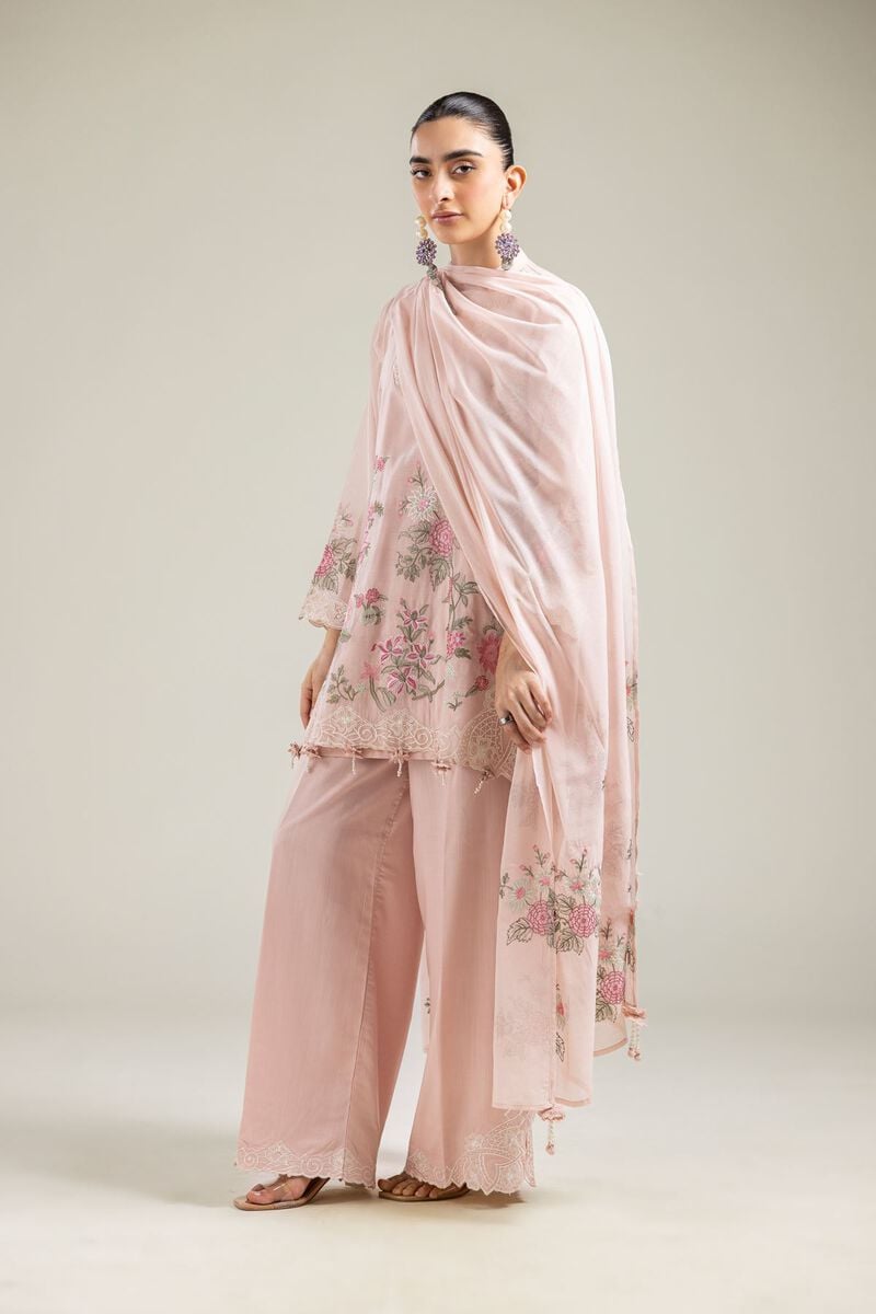 Paper Silk | Floral Pink Dupatta | USD 40.00