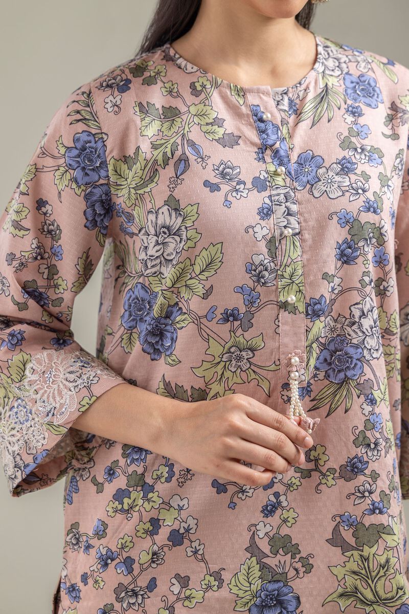 Embroidered | Cotton Dobby | Floral Peach Kurta | USD 35.00