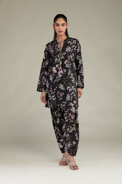 Printed | Cotton Viscose | Black Floral Shalwar  | USD 30.00