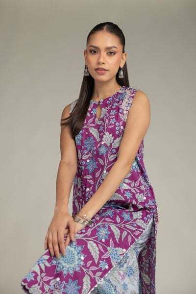 Embroidered | Cotton Viscose | Floral Sleeveless Kurta | USD 45.00