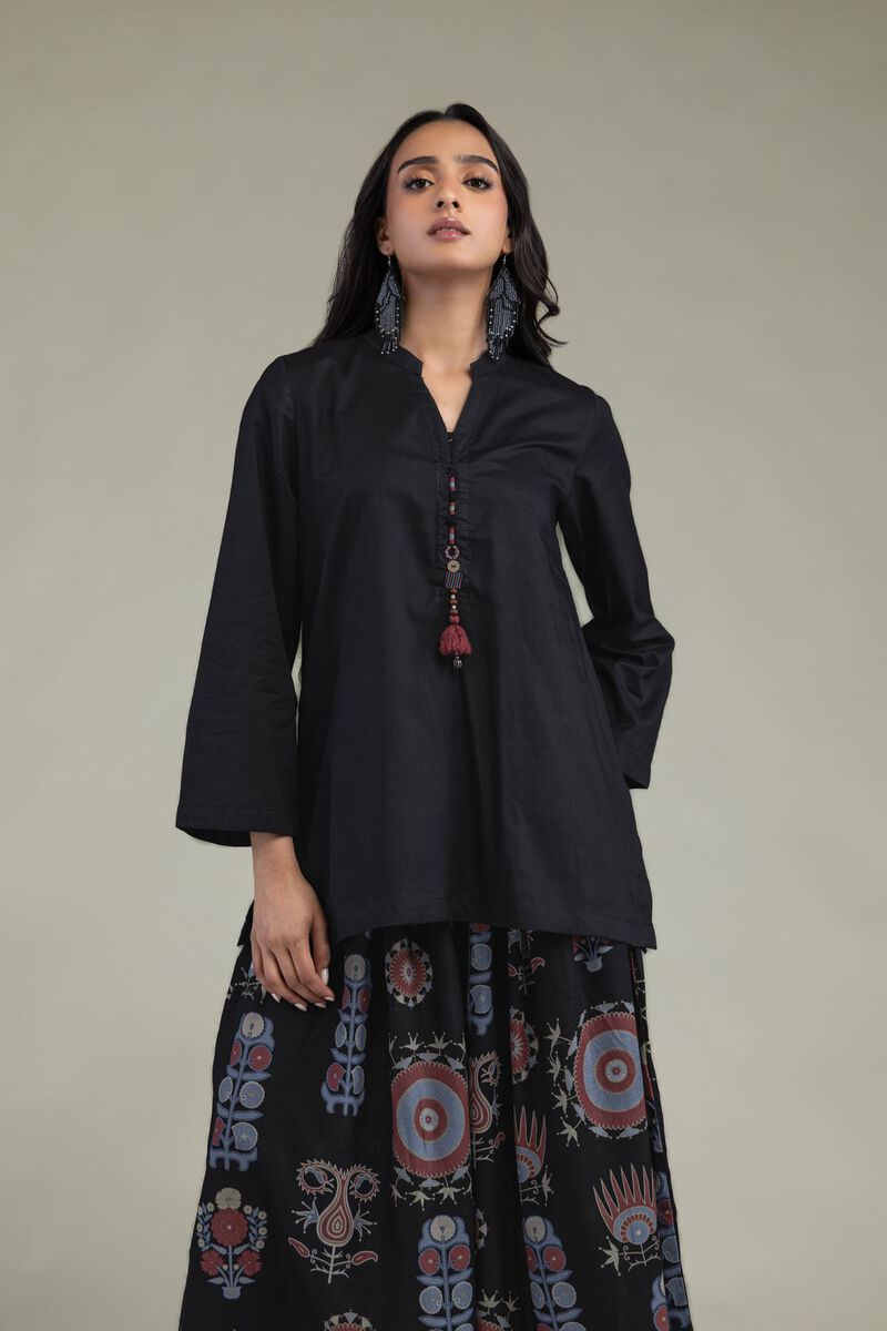 Printed | Cambric | Solid Black Kurta | USD 35.00