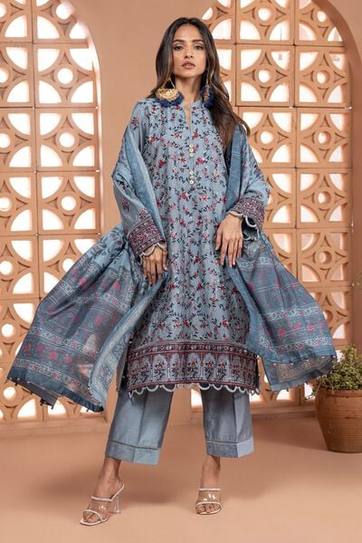 Dull Raw Silk | Embroidered | Tailored 3 Piece | USD 70.00