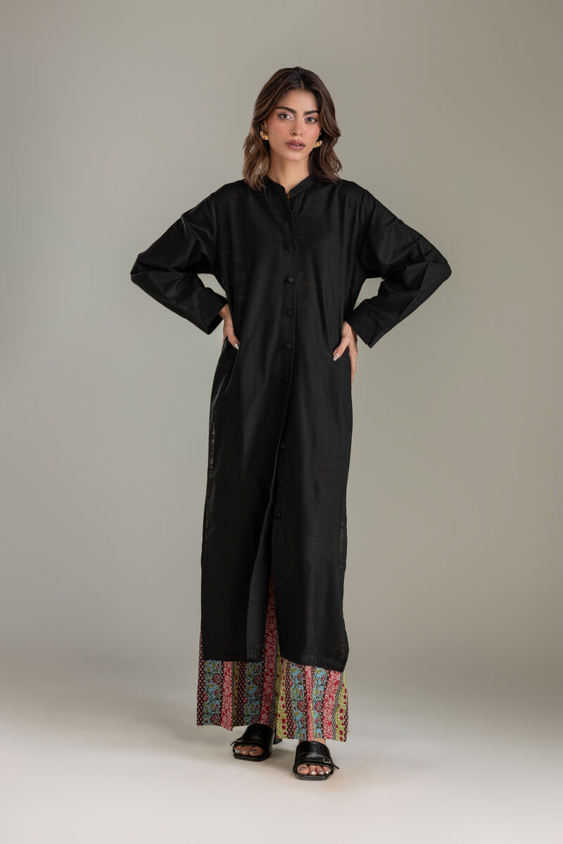 Printed | Light Khaddar | Black Longline Kurta | USD 35.00