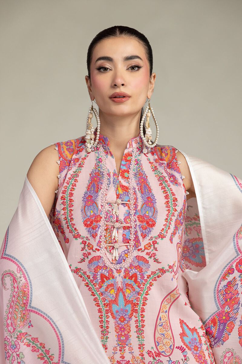 Embroidered | Polyester Silk | Pink Floral Dupatta | USD 30.00