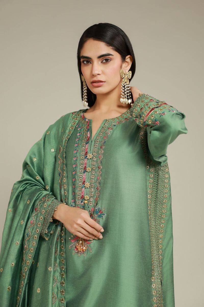 Embroidered | Raw Silk | 3 Piece Co-ord Set | USD 125.00