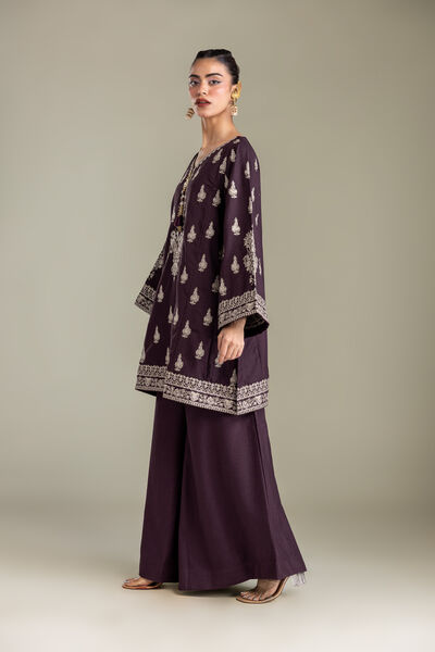 Embroidered | Heavy Blended Viscose | Purple Solid Pants | USD 35.00