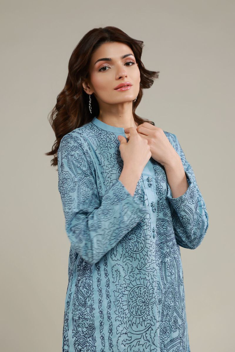 Embroidered | Cotton Crinkle | Paisley Short Kurta | USD 45.00