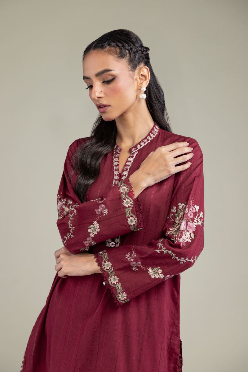Embroidered | Textured Cotton | Floral Short Kurta | USD 45.00