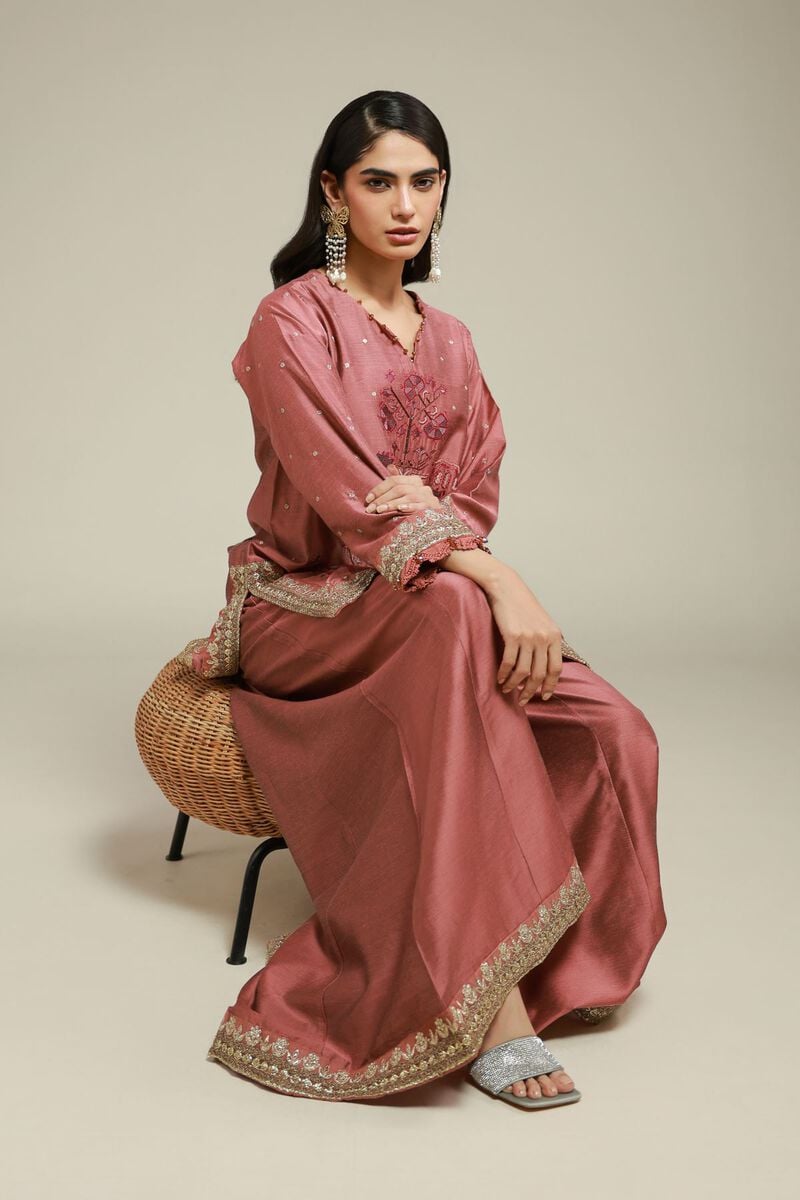 Embroidered | Raw Silk | 2 Piece Co-ord Set | Top and Bottom | USD 85.00