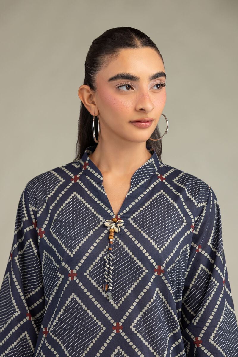 Printed | Cambric | Short Navy Kurta | USD 35.00