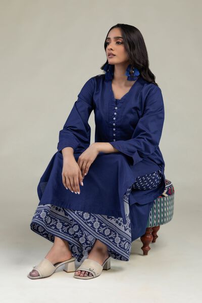 Printed | Cambric | Longline Solid Kurta | USD 35.00