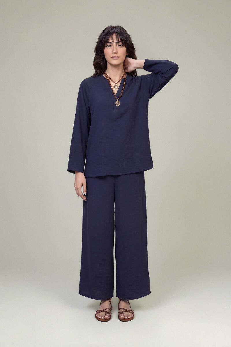 Dyed | Textured Georgette | V-Neck Solid Tunic | USD 40.00