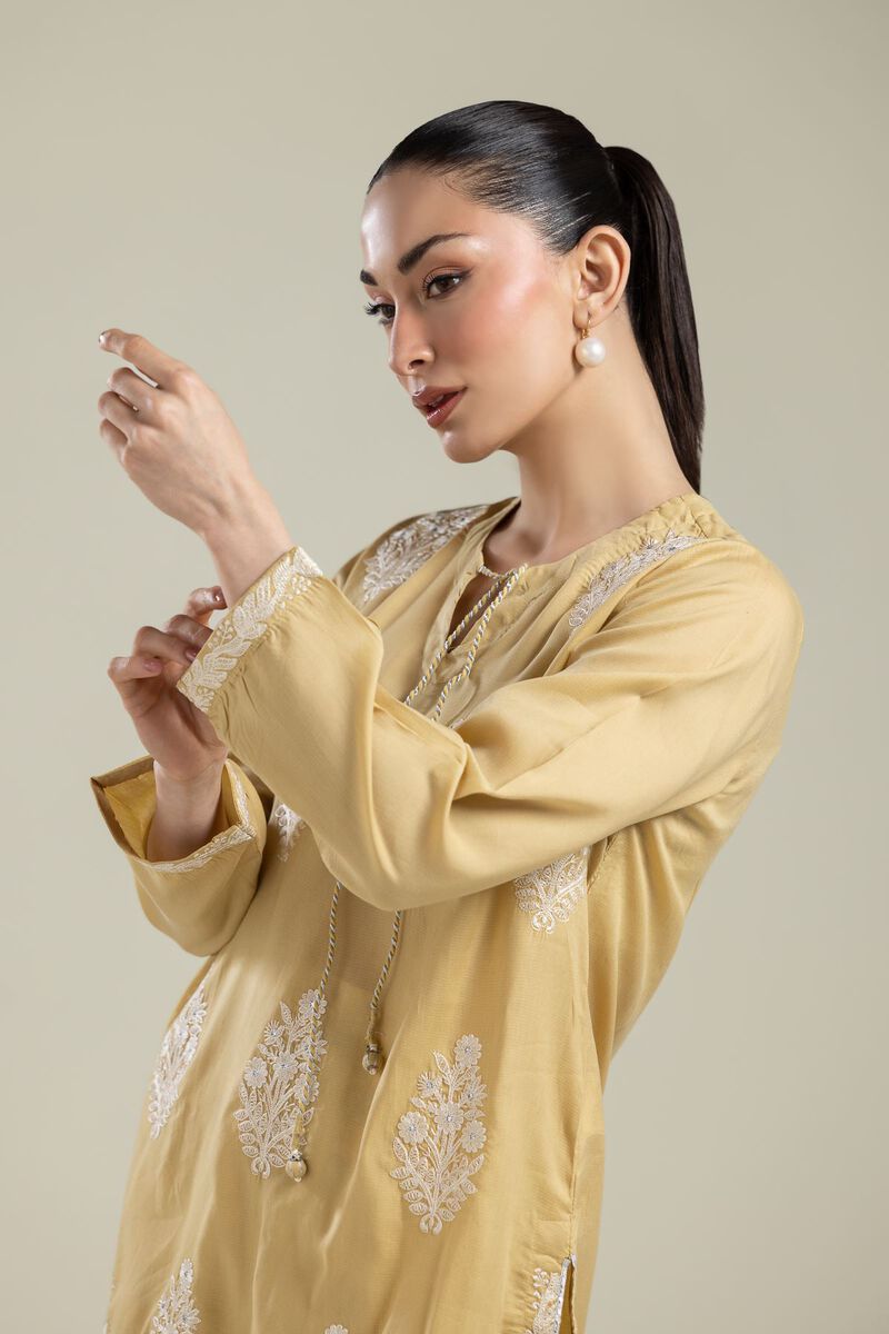 Embroidered | Textured Weave | Floral Embroidered Kurta | USD 40.00