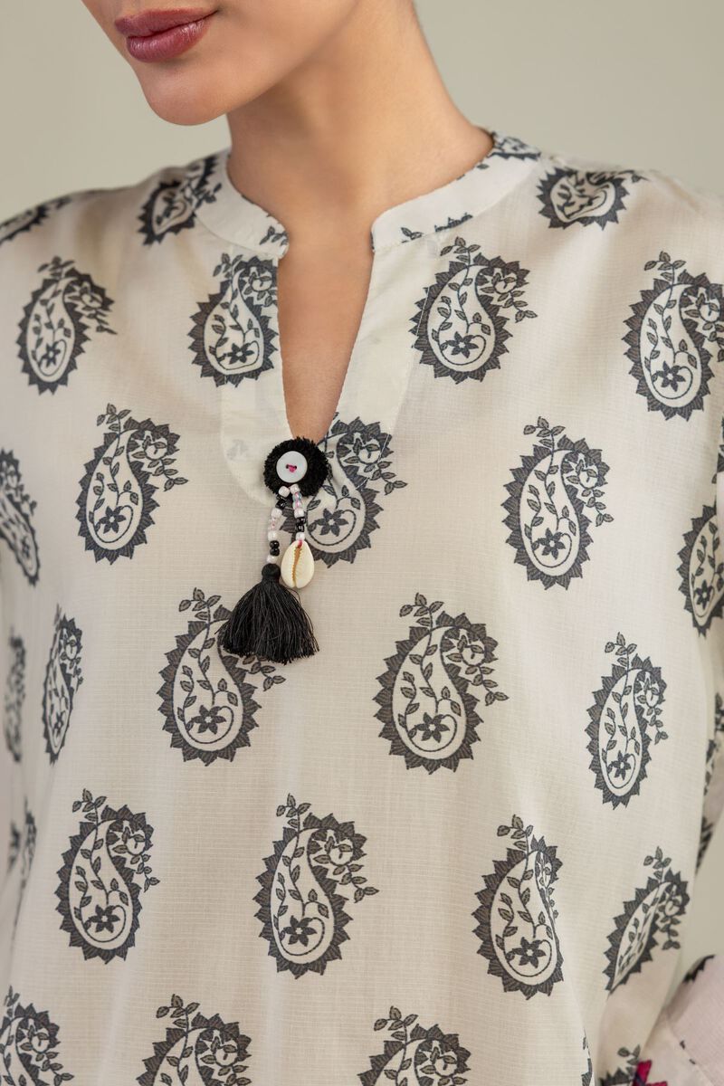 Printed | Textured Weave | Short Paisley Kurta | USD 35.00