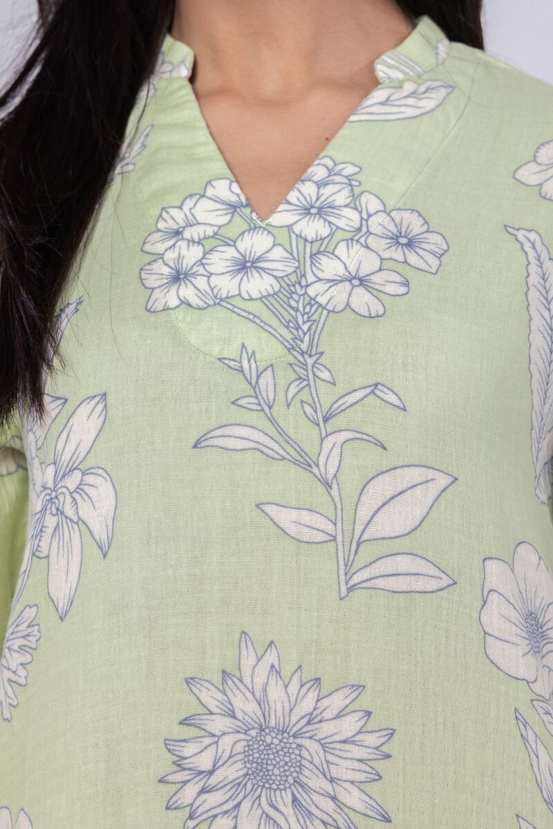 Printed | Cheese Cloth | Floral V-Neck Kurta | USD 12.00