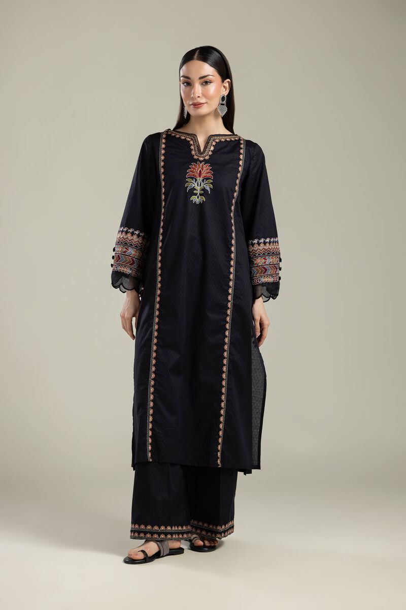 Embroidered |Cotton Dobby | Black Embroidered Kurta | USD 40.00