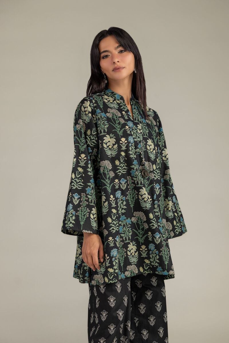 Printed | Cambric | Black Floral Kurta | USD 35.00