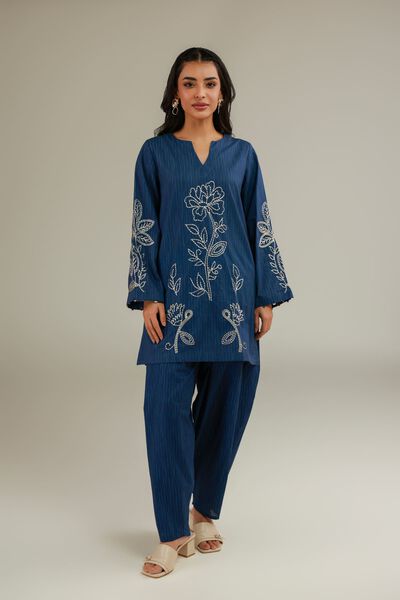 Embroidered | Cotton Dobby | Floral Navy Shalwar | USD 25.00
