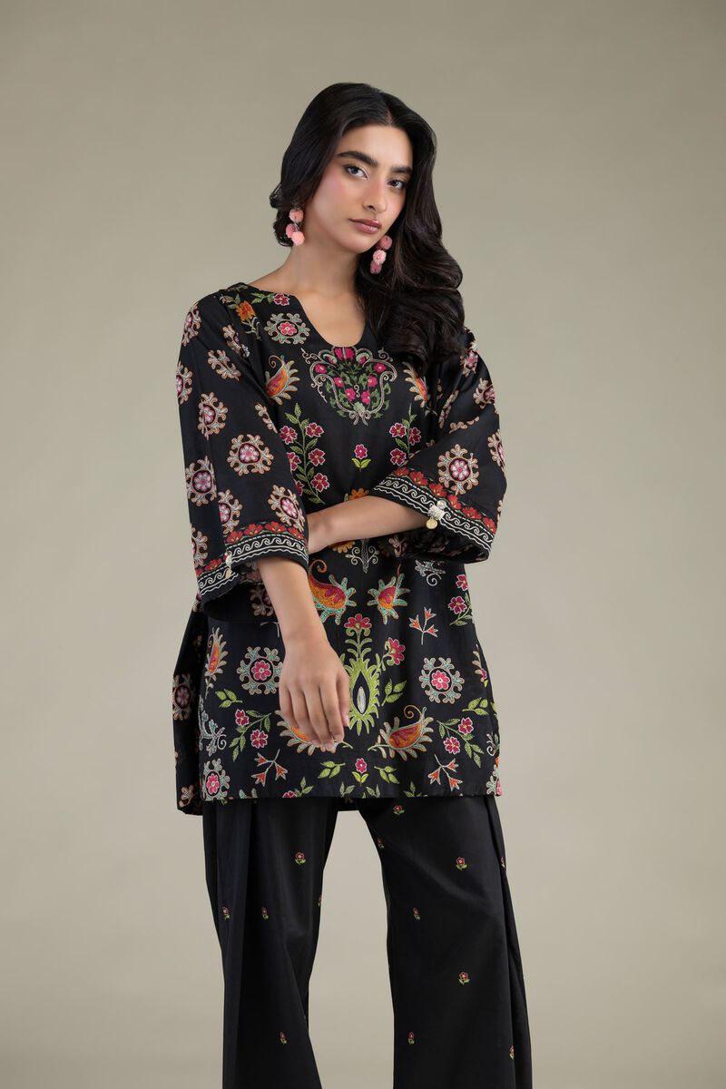 Printed | Cambric | Black Cambric Kurta | USD 35.00