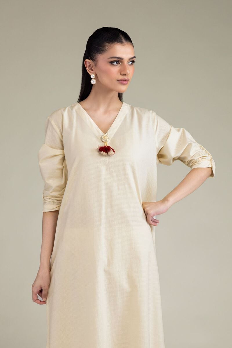 Dyed | Textured Cotton Viscose | Long Cotton Kurta | USD 35.00