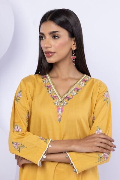 Embroidered | Crosshatch Poplin | Kurta | USD 40.00