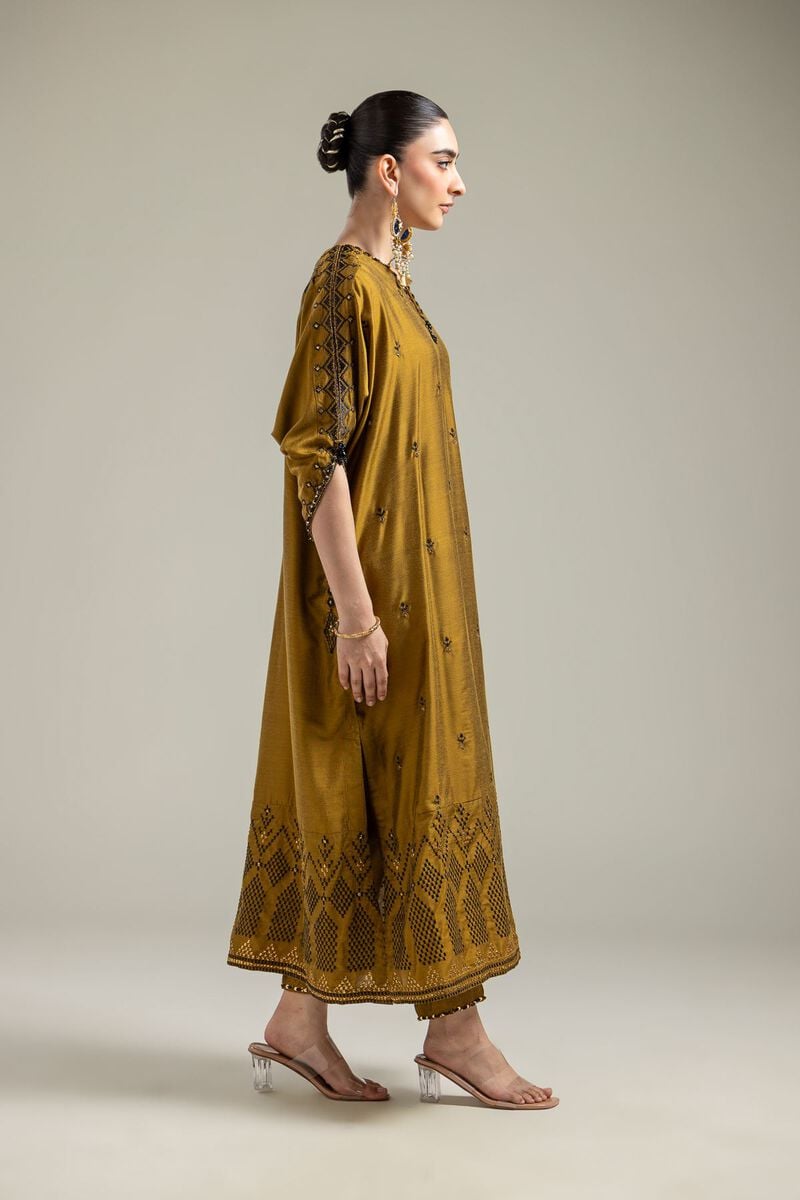 Raw Silk | Silk Mustard Pants | USD 35.00