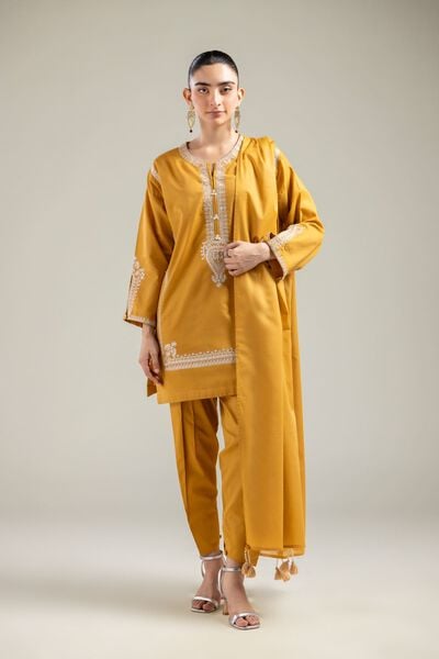 Embroidered |Cotton Dobby | Solid Mustard Shalwar | USD 25.00