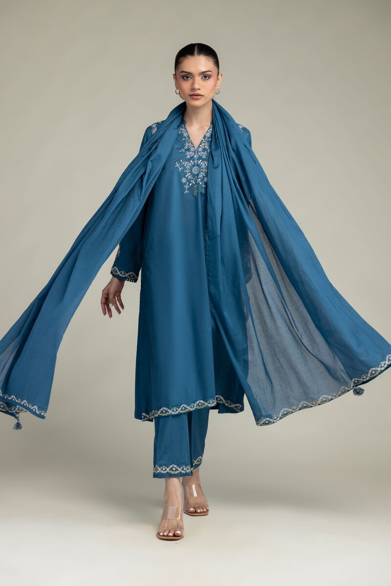 Embroidered | Lawn | Blue Lawn Dupatta | USD 30.00