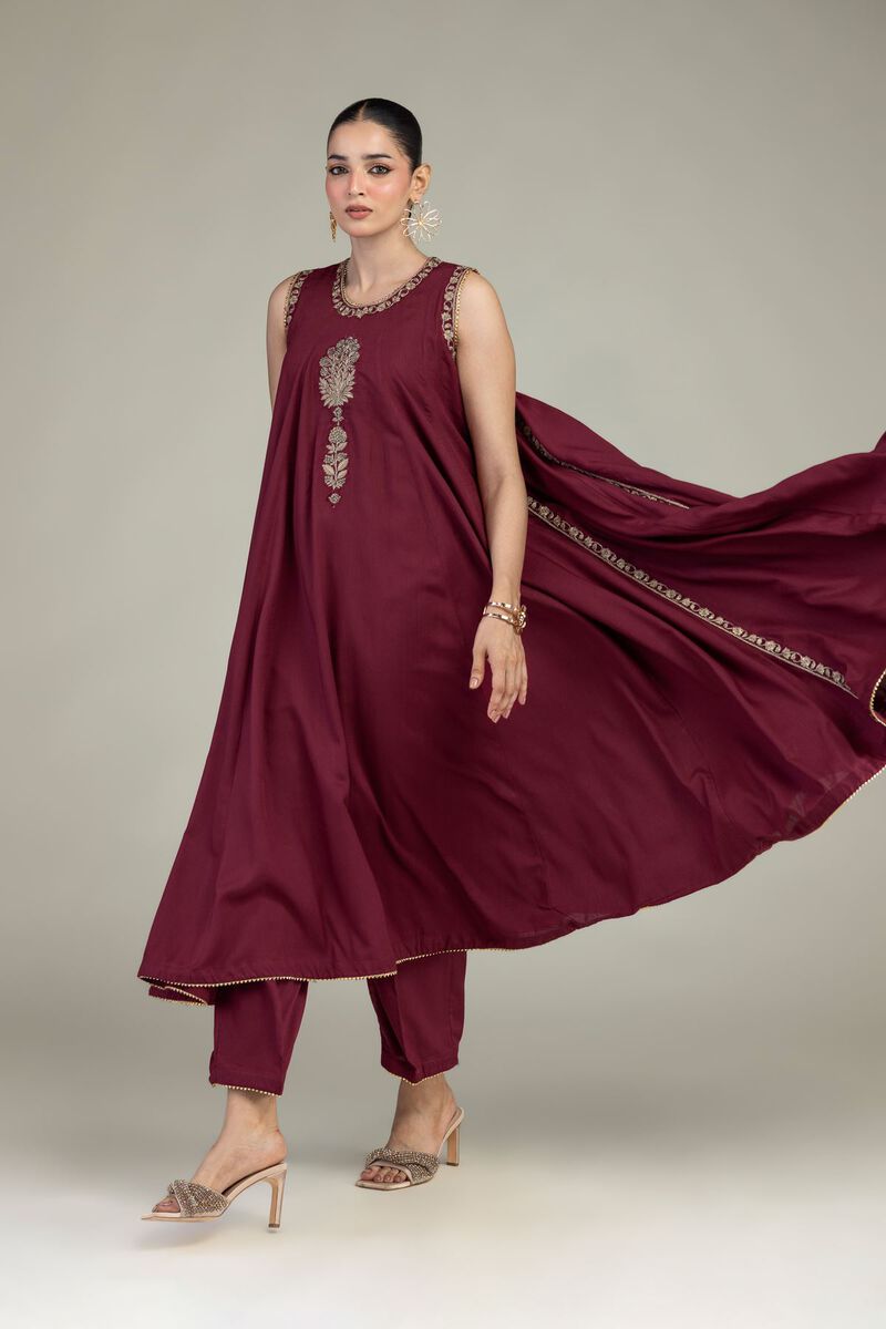 Embroidered | Raw Silk | Maroon Silk Kurta | USD 80.00