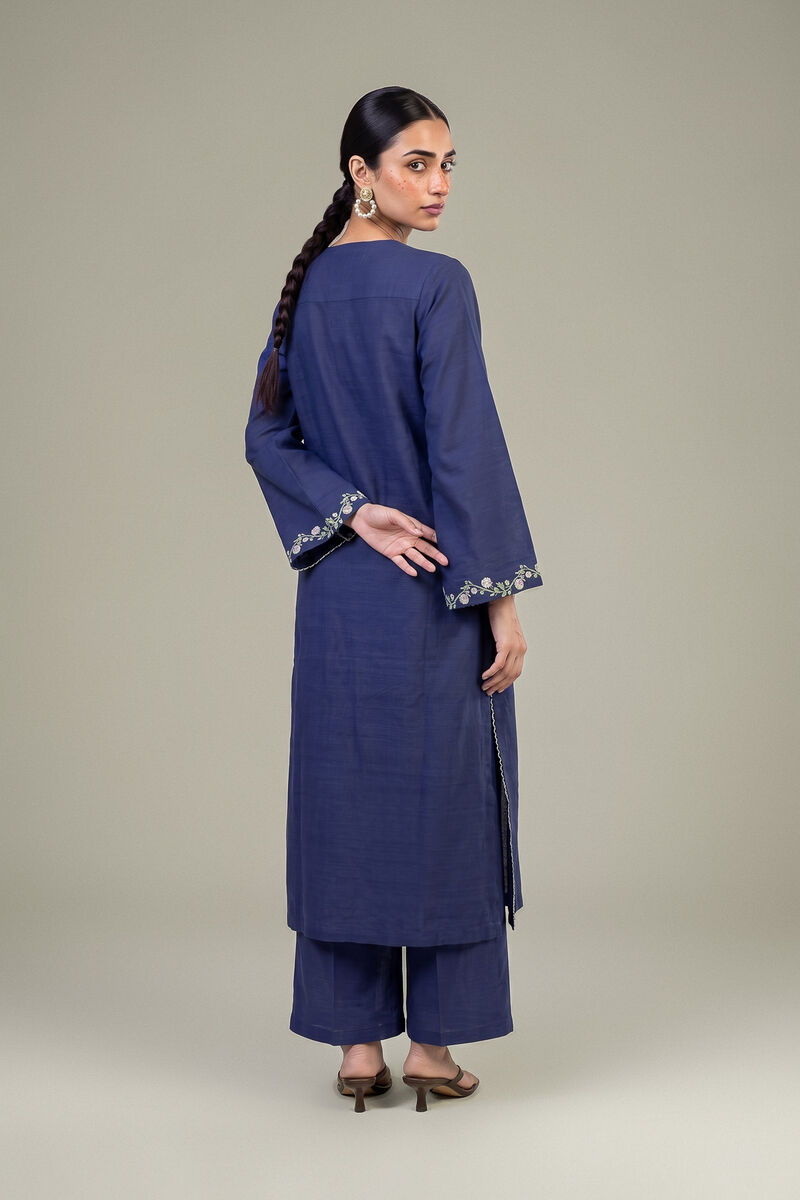 Embroidered | Light Khaddar | Embroidered Navy Kurta | USD 40.00