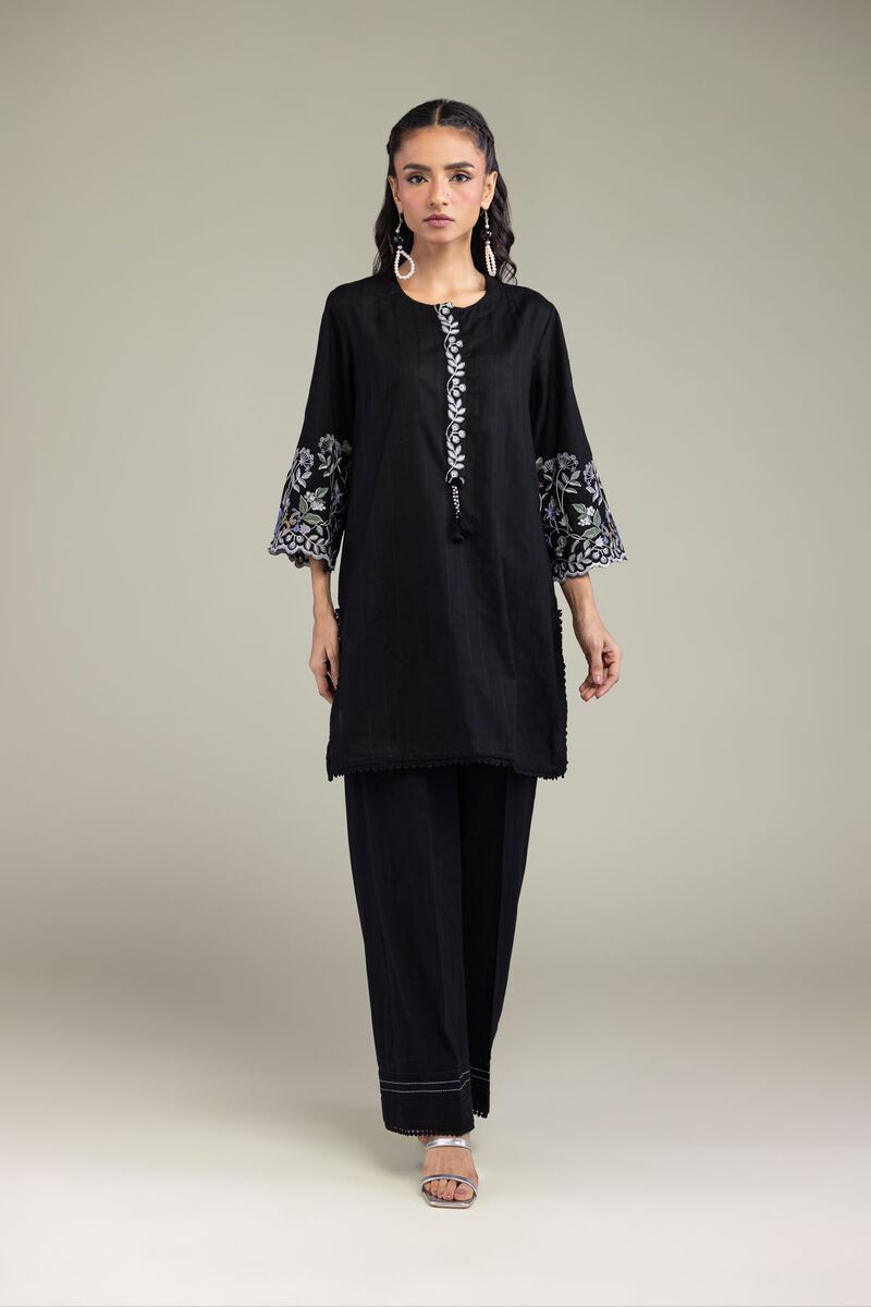 Embroidered | Textured Cotton | Black Cotton Kurta | USD 45.00