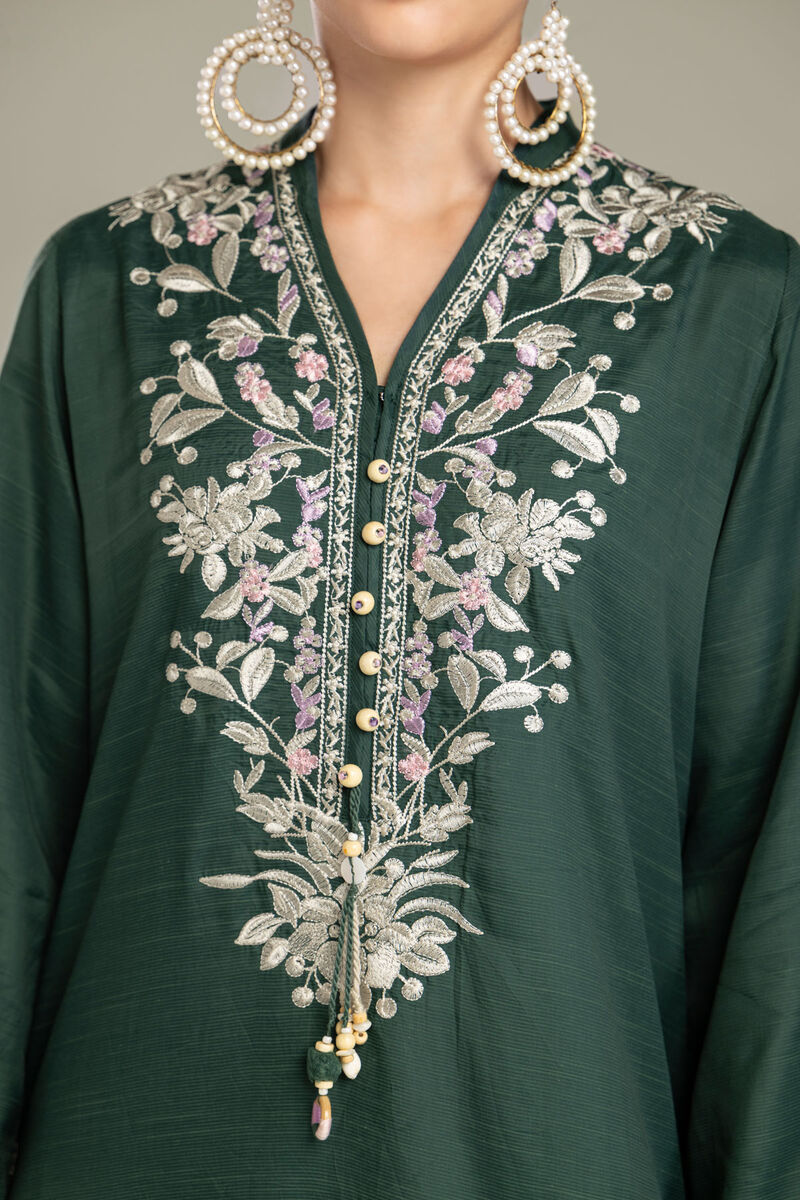 Embroidered | Raw Silk | Longline Silk Kurta | USD 65.00