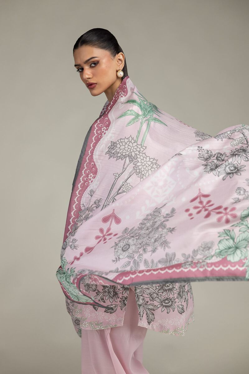 Embroidered | Polyester Silk | Floral Pink Dupatta | USD 30.00