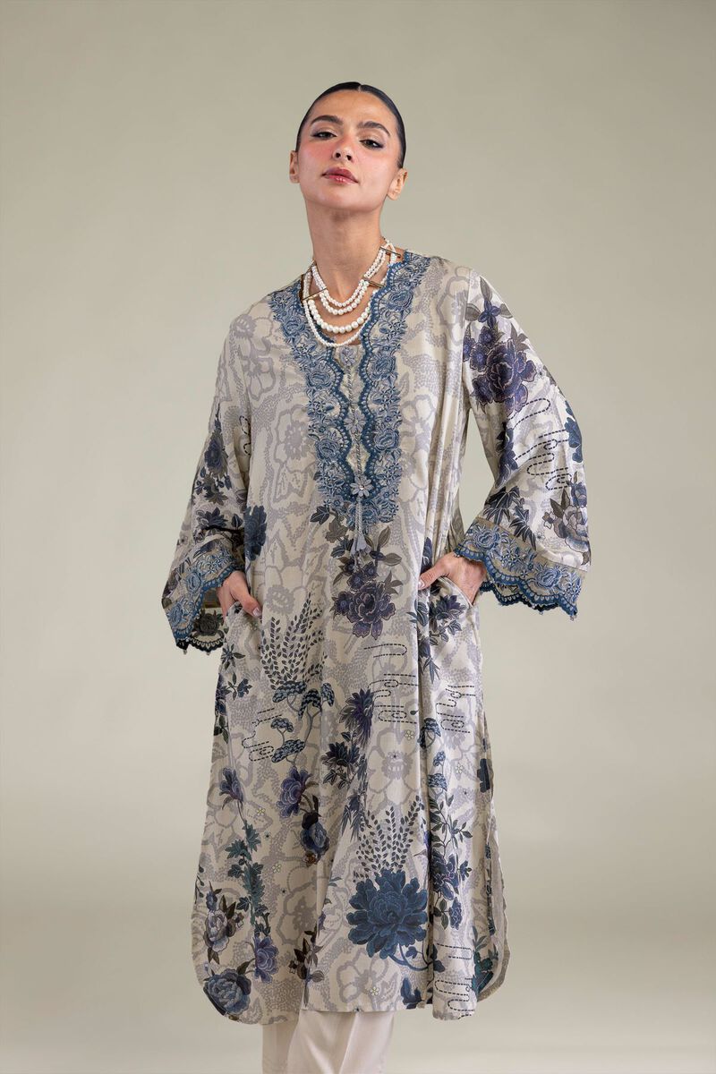 Embroidered | Raw Silk | Floral Silk Kurta | USD 60.00