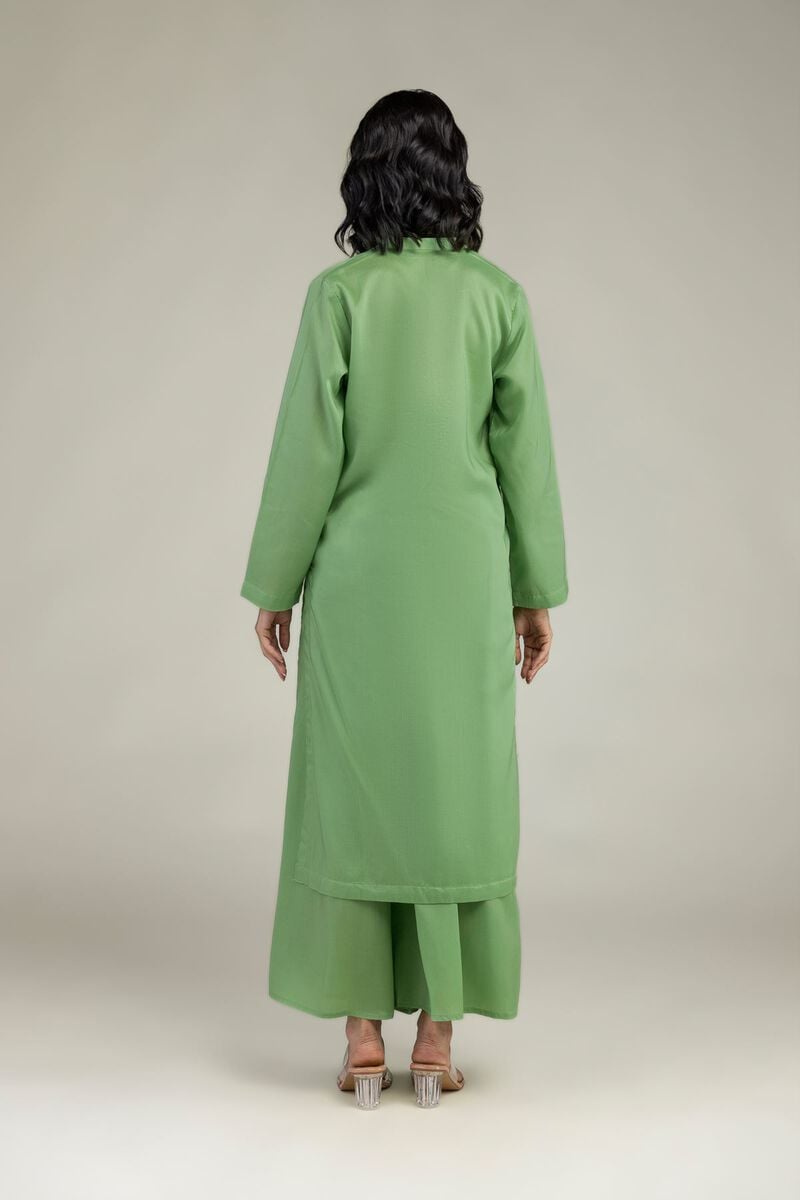 Embroidered | Lyocell | Green V-Neck Kurta | USD 40.00