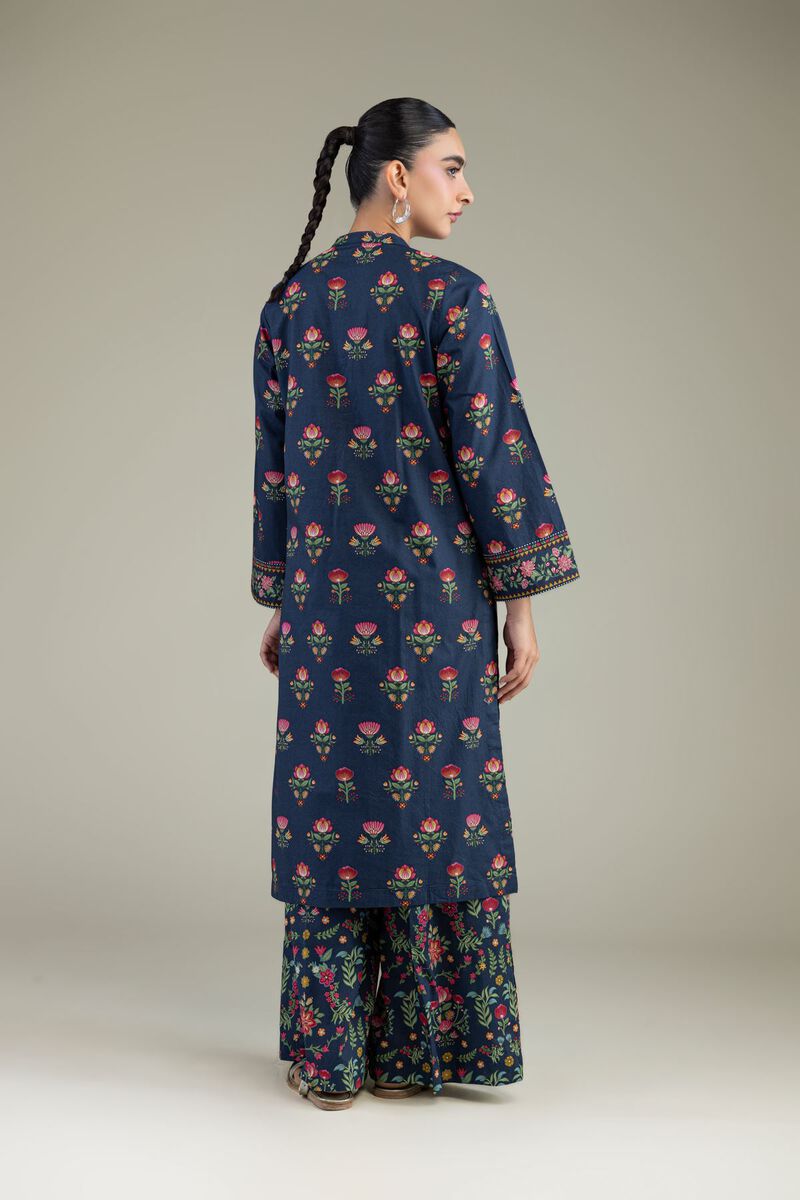Printed | Cambric | Cambric Navy Kurta | USD 35.00