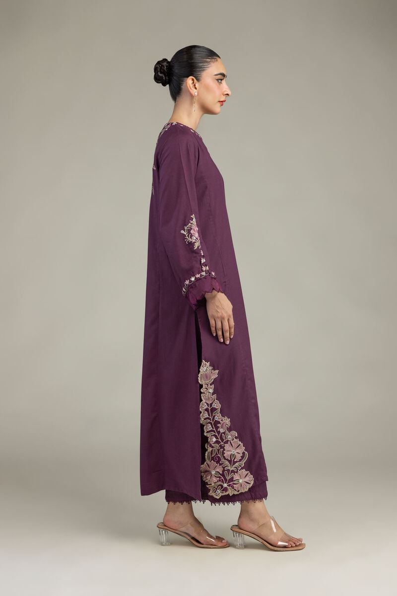 Embroidered | Raw Silk | Floral Threadwork Kurta | USD 55.00