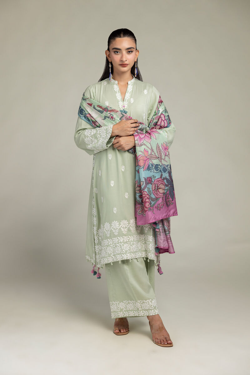 Embroidered  | Polyester Silk | Silk Floral Dupatta | USD 30.00