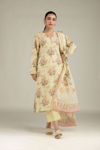 Printed | Cotton Dobby | Yellow Cotton Pants | USD 30.00
