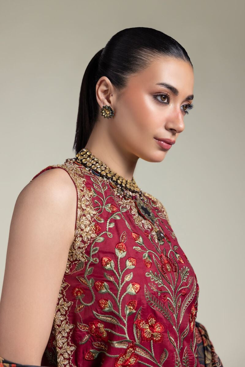 Embroidered | Raw Silk | Three-Piece Silk Set | USD 180.00