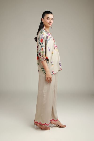 Embroidered | Viscose Crepe | Trousers | USD 30.00